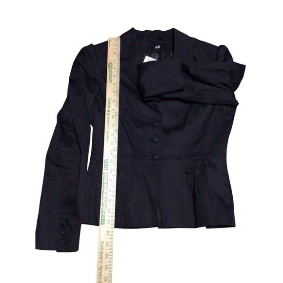 H&M Women's Three Button Blazer Jacket Size 8 Black Career Coat NEW with tags - Picture 7 of 9